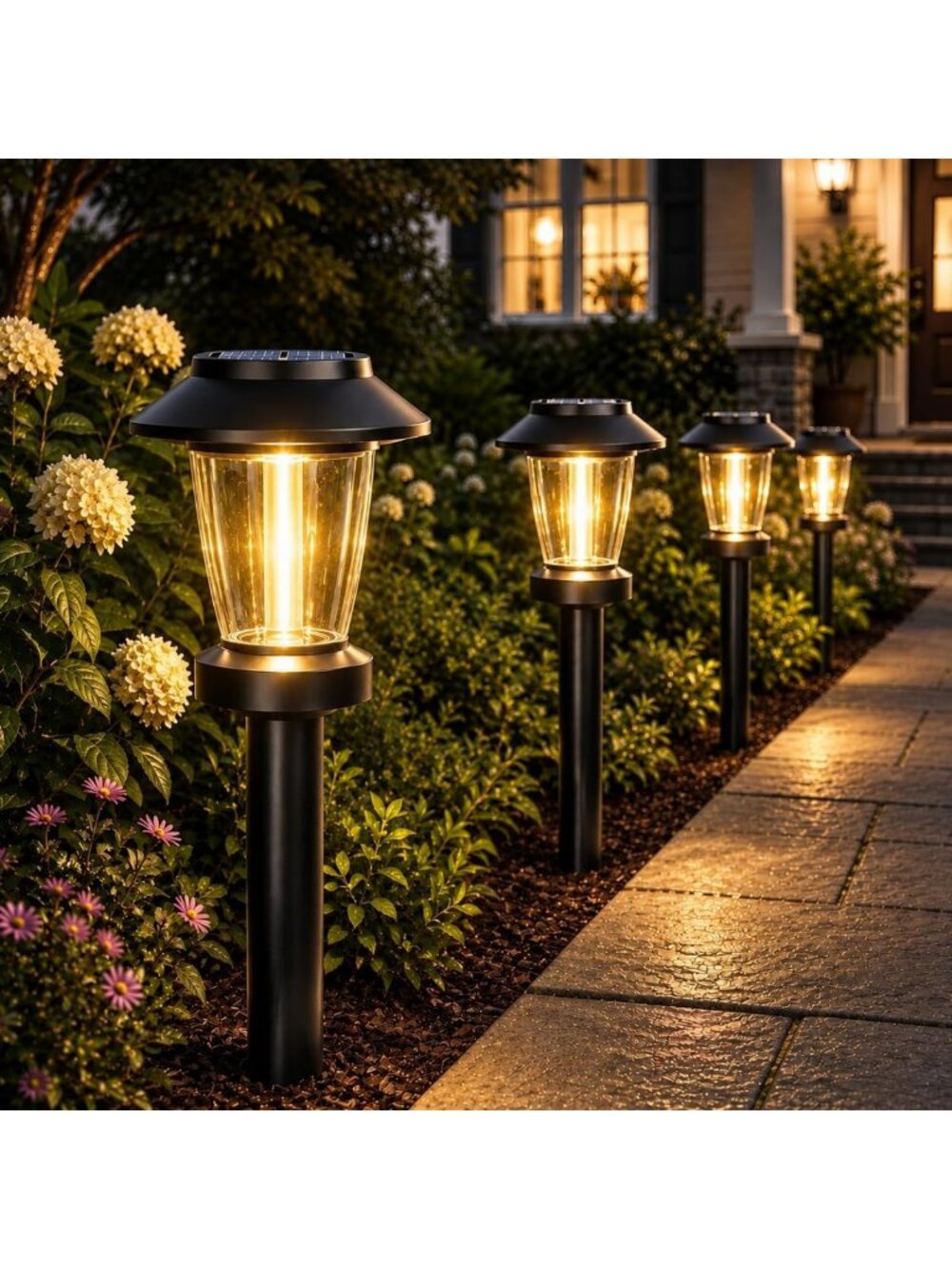 10 Pack Solar Pathway Lights - Warm White, 3 Modes, Waterproof, Auto On/Off for